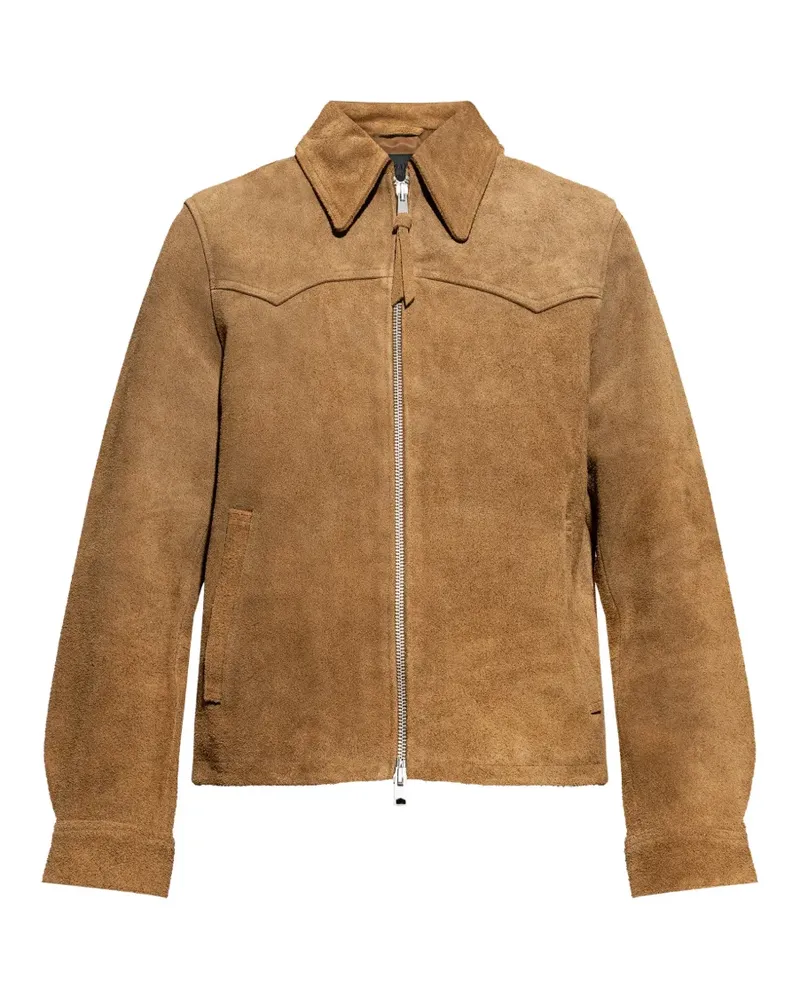 AllSaints Dellcot Wildlederjacke mit Reißverschluss - Braun Braun