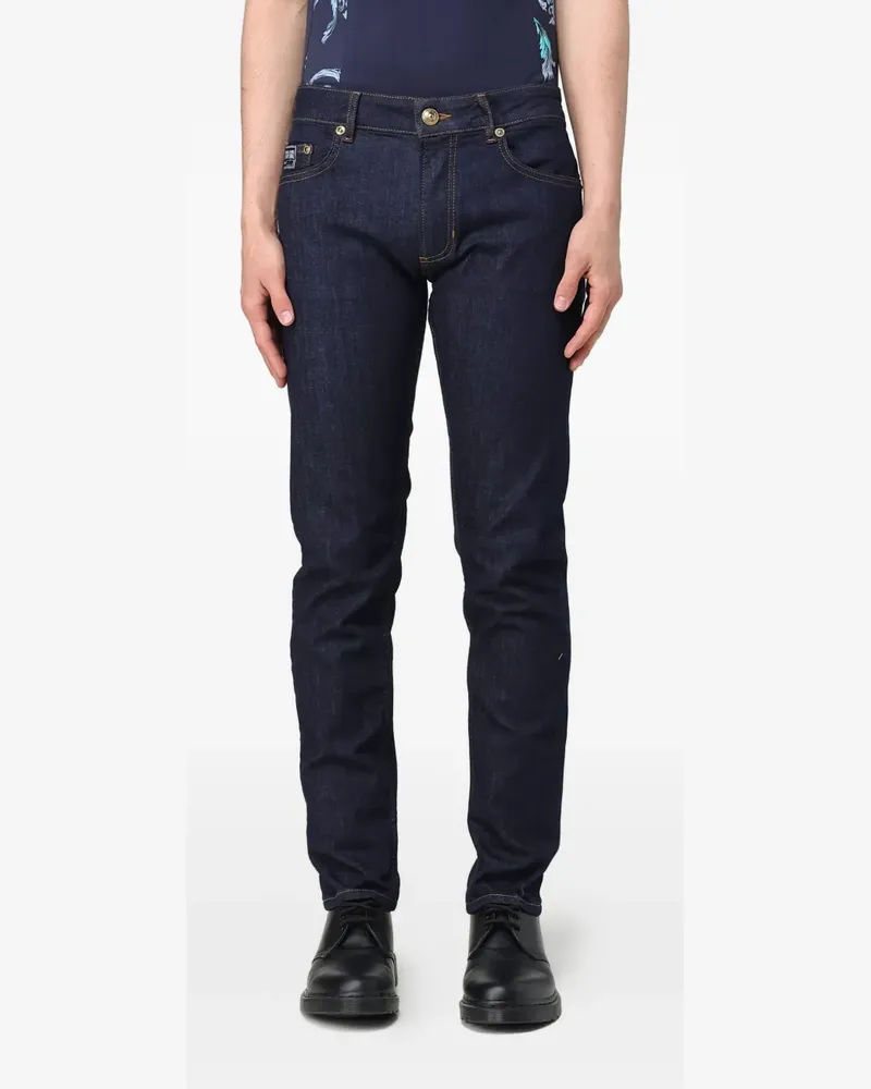 Versace Jeans Five-Pocket-Jeans mit Logo-Patch - Blau Blau