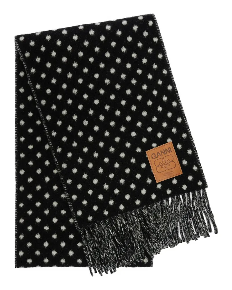 Ganni Schal mit Polka Dots - Schwarz Schwarz