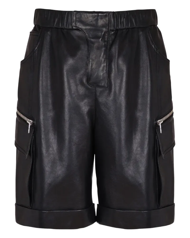 Balmain Cargo-Shorts aus Leder - Schwarz Schwarz