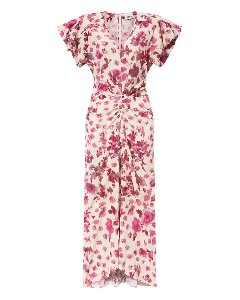 Isabel Marant Gerüschtes Terenae Kleid mit Blumenmuster - Nude Nude