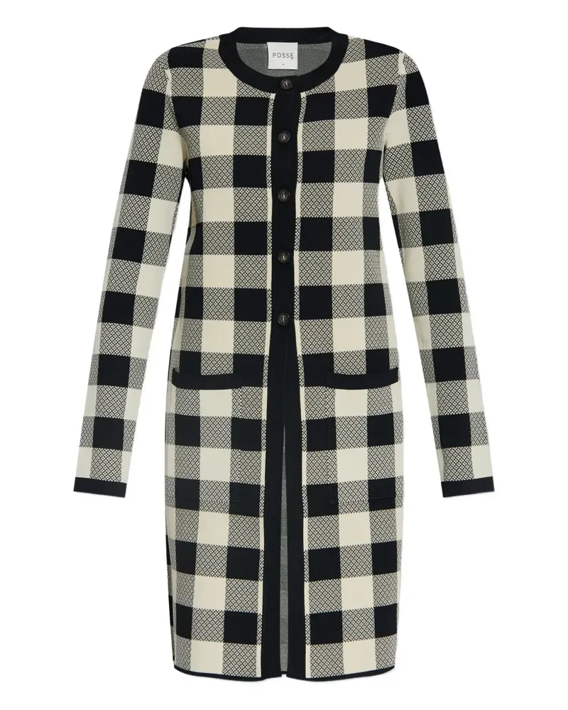 Posse gingham check button cardigan - Schwarz Schwarz