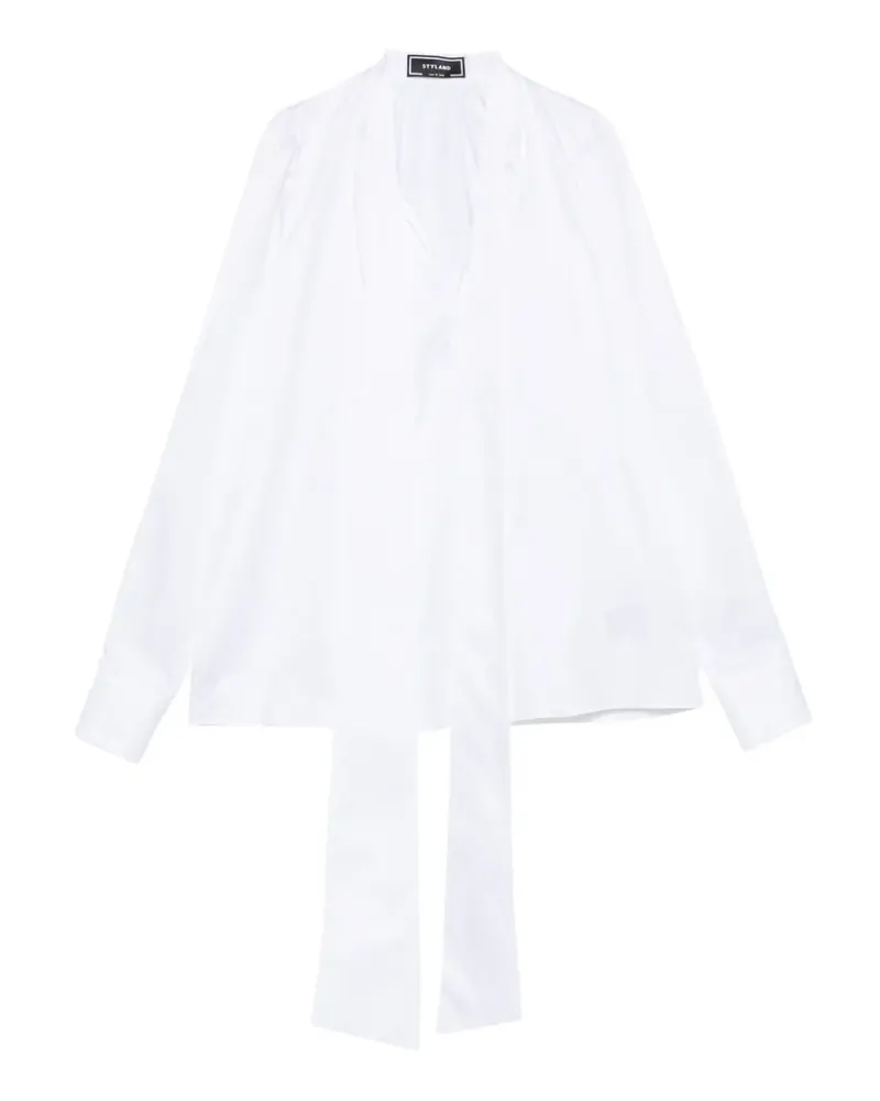 STYLAND pussy-bow poplin blouse - Weiß Weiß