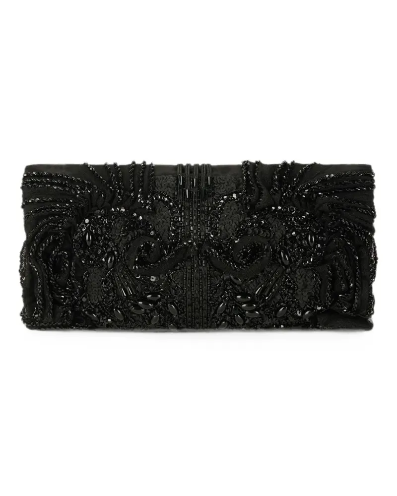 Elisabetta Franchi bead-embroidered satin clutch bag - Schwarz Schwarz