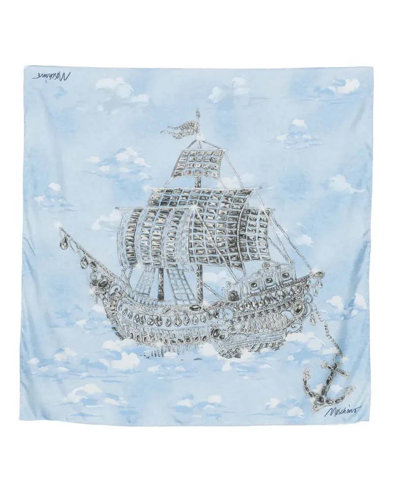 Moschino Schal mit Schiff-Print - Blau Blau