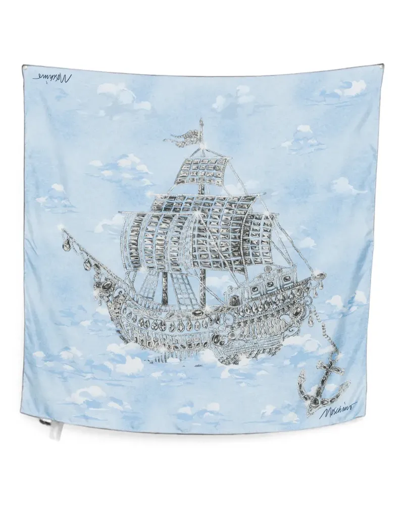 Moschino Schal mit Schiff-Print - Blau Blau