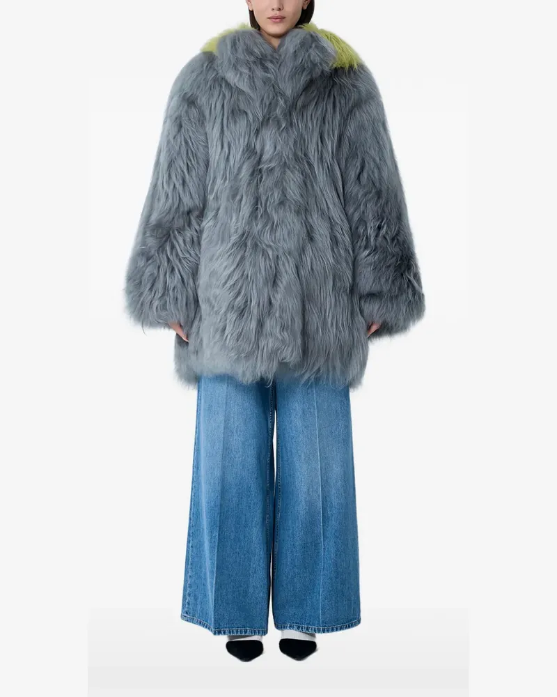 Marni Einreihiger Shearling-Mantel - Grau Grau