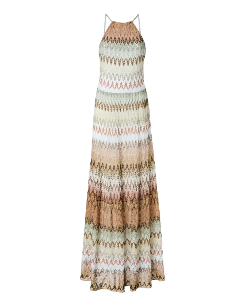 Missoni zigzag-pattern halterneck maxi dress - Nude Nude