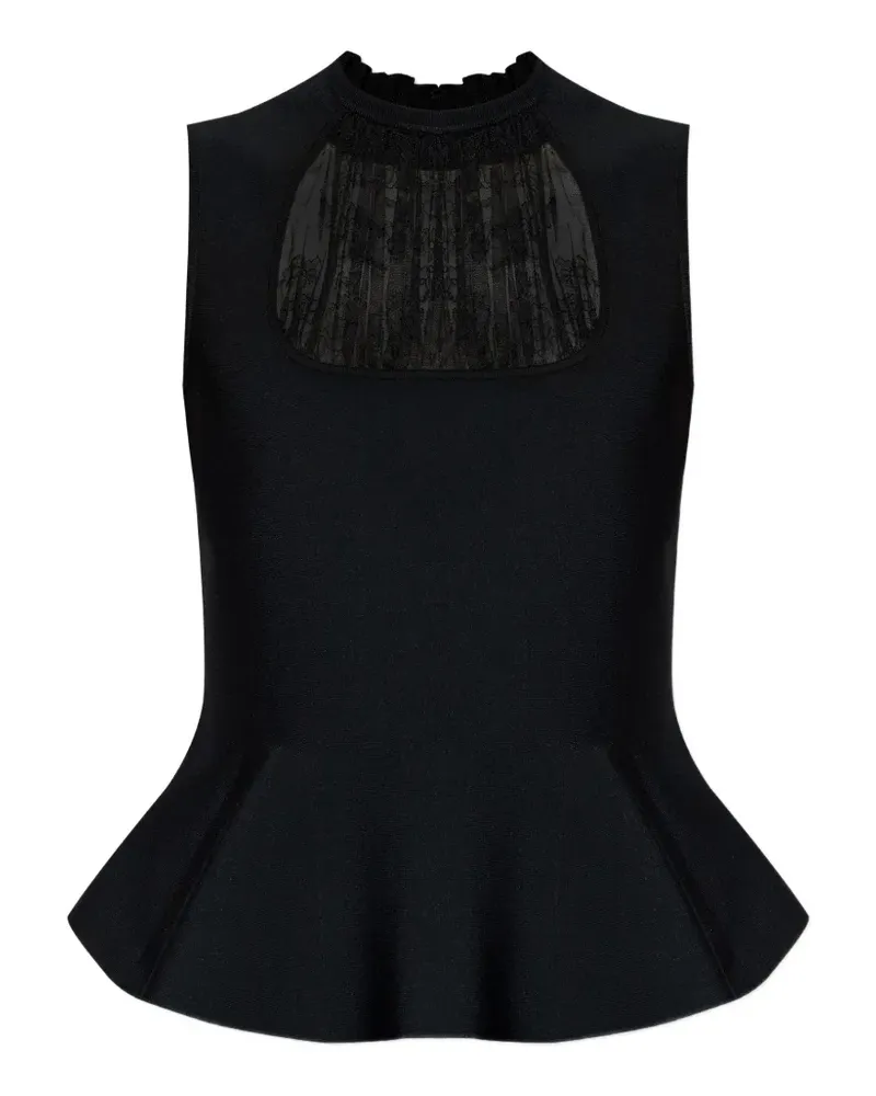 Alexander McQueen lace-detail peplum-hem blouse - Schwarz Schwarz