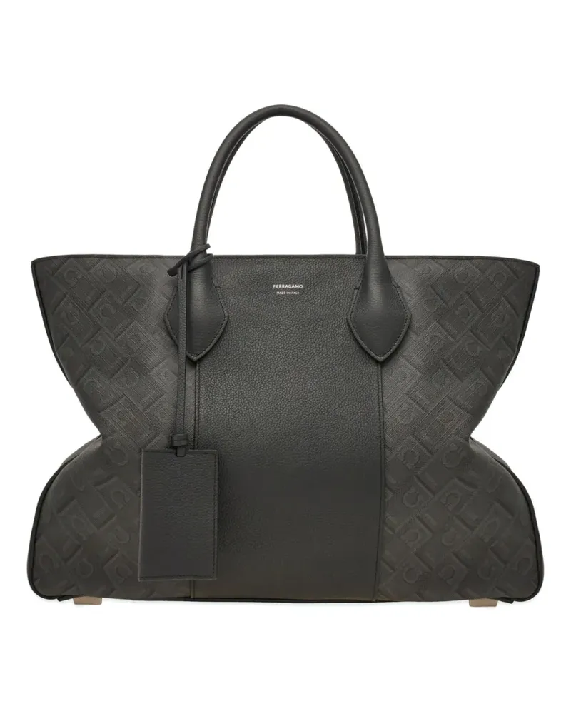 Ferragamo Tote Bag mit Gancini-Print - Schwarz Schwarz