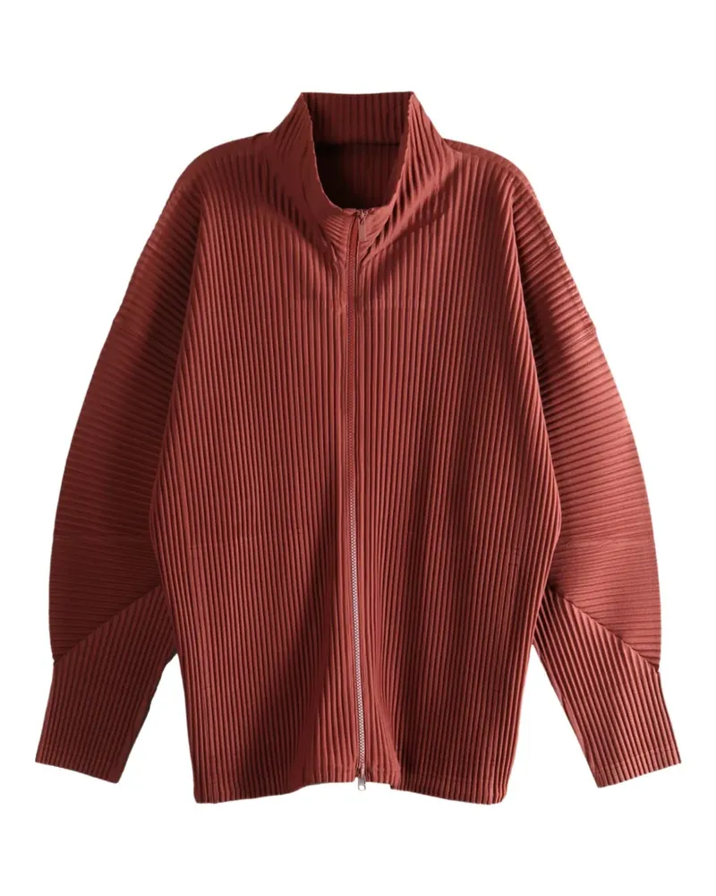 Issey Miyake Monthly Colors: August pleated zip-front jacket - 46 ADAMITE BROWN 46