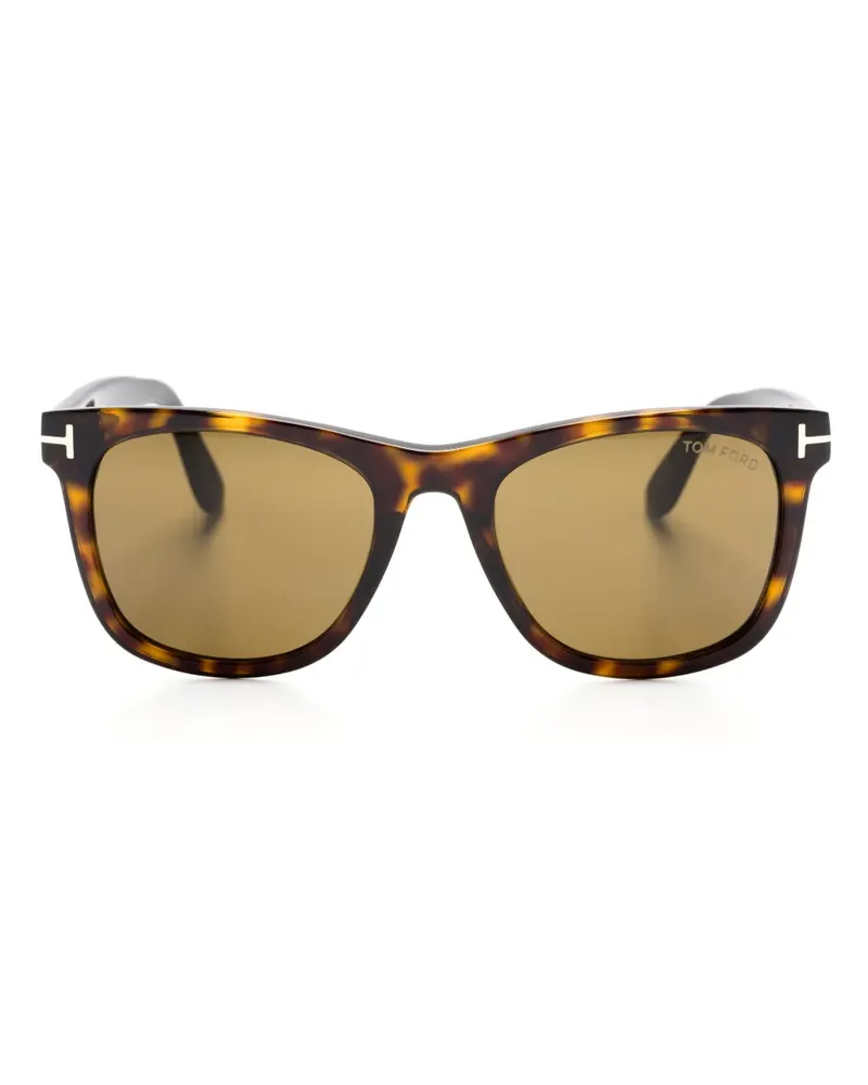 Tom Ford Eckige Sonnenbrille in Schildpattoptik - Braun Braun