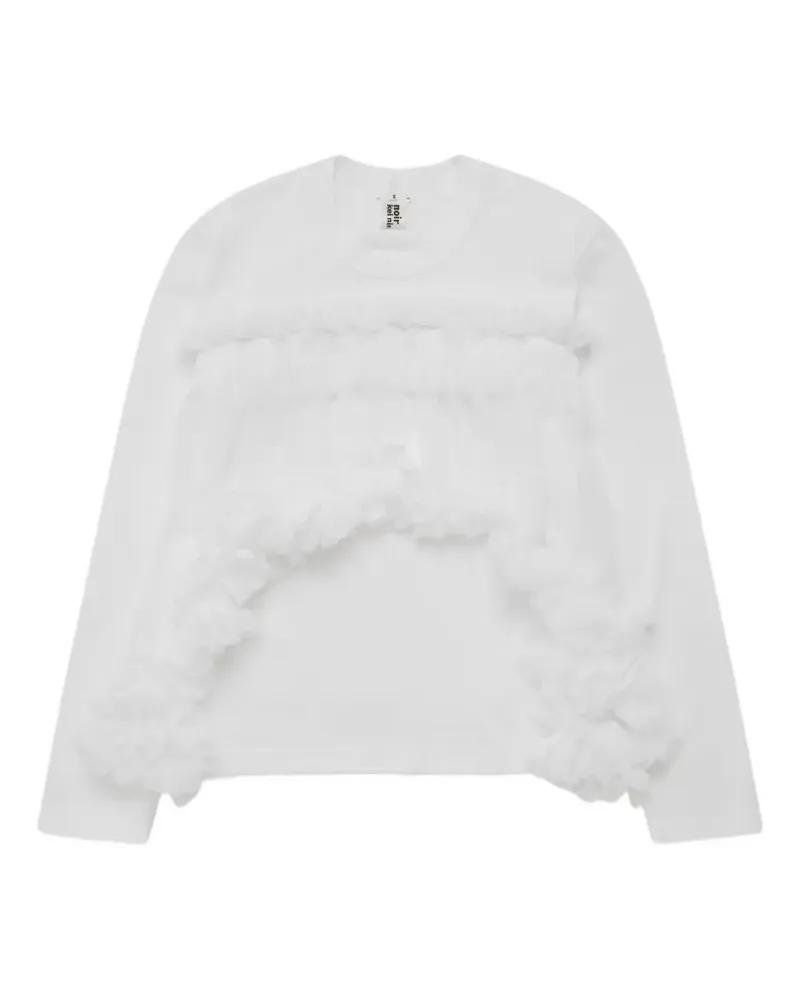Noir Kei Ninomiya T-Shirt mit Tüll-Overlay - Weiß Weiß