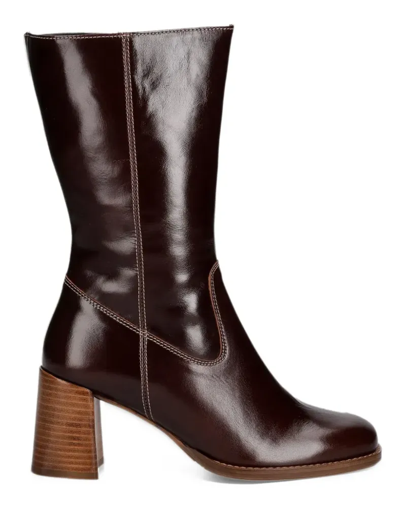 Billi Bi contrast-stitched block-heel boots - Braun Braun