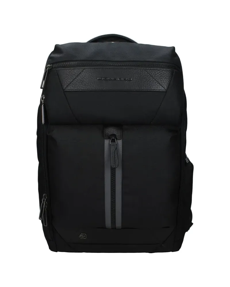 Piquadro logo-plaque backpack - Schwarz Schwarz