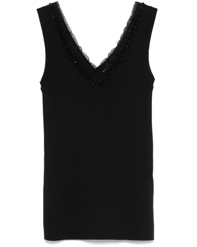 P.A.R.O.S.H. P.A.R.O H. Tanktop mit Perlen - Schwarz Schwarz