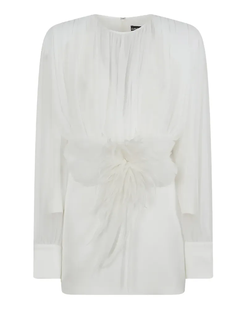 David Koma Cactus Dahlia feather-embellished ruched mini dress - Weiß Weiß
