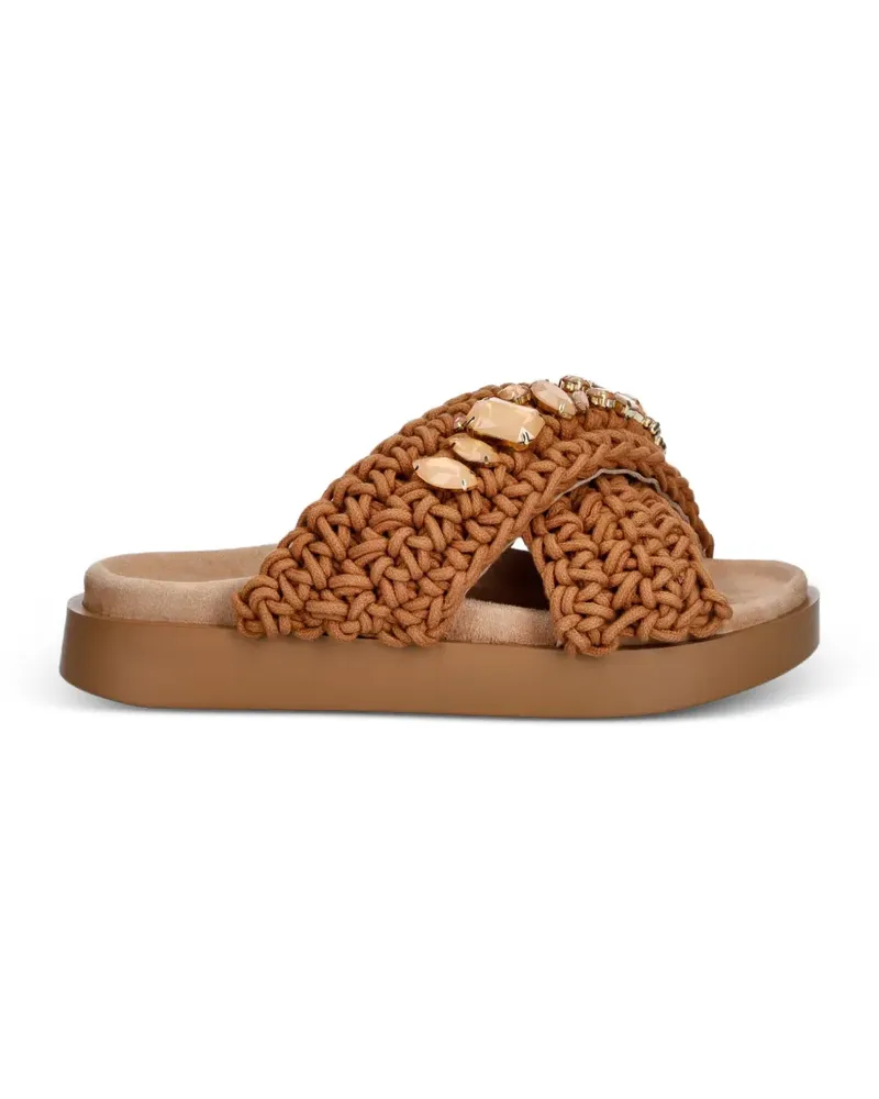 INUIKII Woven Stones crystal-embellished sandals - Braun Braun