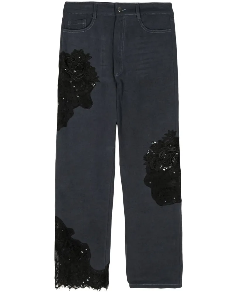 Collina Strada Mikaela Jeans mit Pailletten und Spitze - Blau Blau