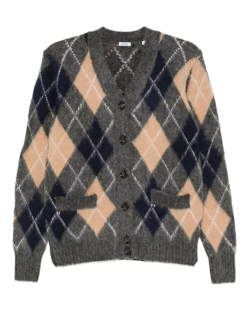 ASPESI Cardigan mit Argyle-Muster - Grau Grau