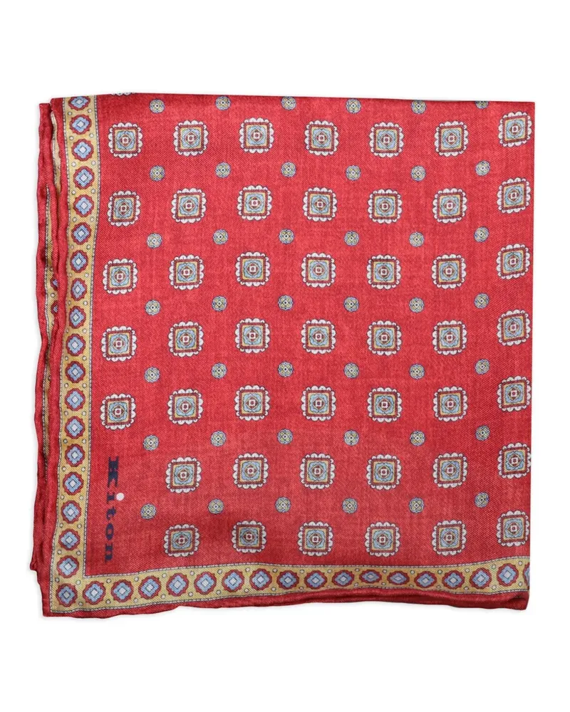 Kiton Einstecktuch aus Seide mit Medaillon-Print - Rot Rot