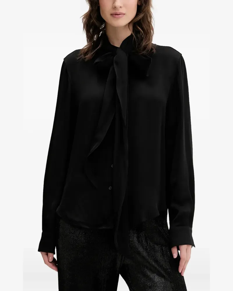 HUGO BOSS tie-neck long-sleeve shirt - Schwarz Schwarz