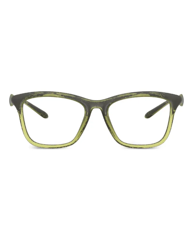 Diesel Eckige Brille mit Logo-Schild - Grün Grün