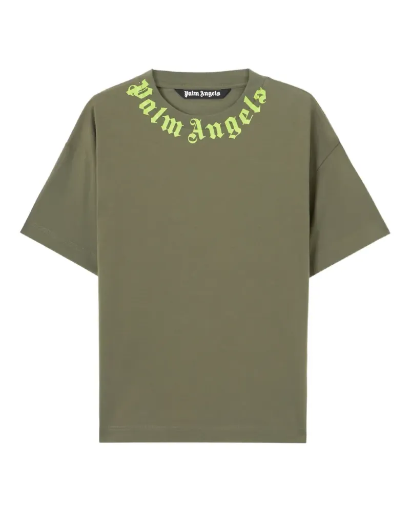 Palm Angels T-Shirt mit Logo-Kragen - Grün Grün