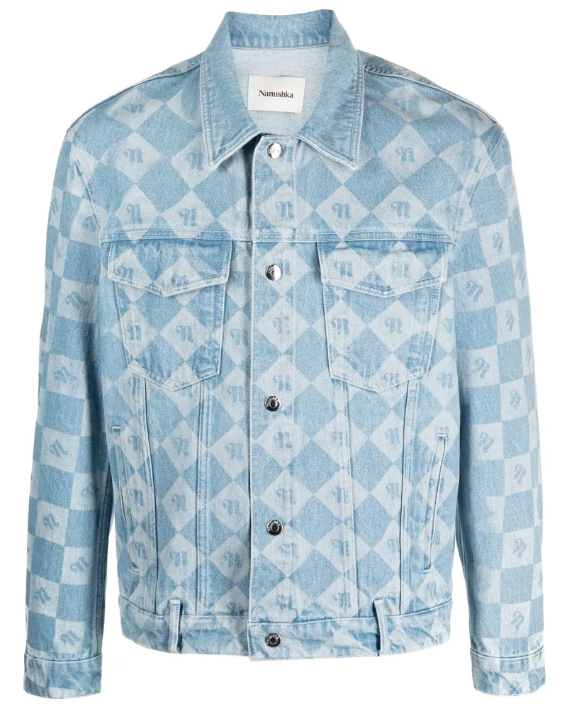 Nanushka Jeansjacke mit Monogramm-Print - Blau Blau