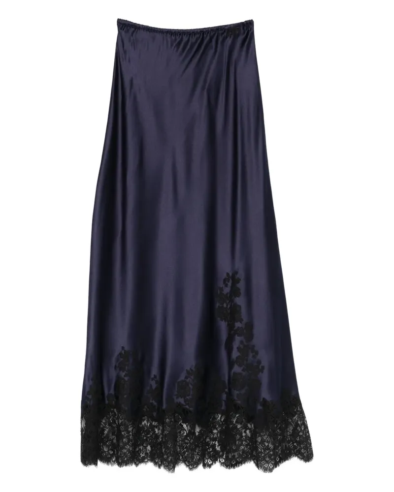 Carine Gilson Seidenrock-Pyjama mit Spitzendetail - Blau Blau