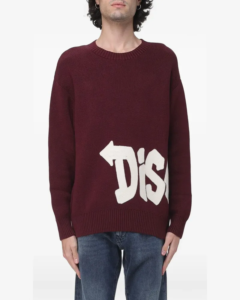 DISCLAIMER logo-detail cotton sweater - Rot Rot
