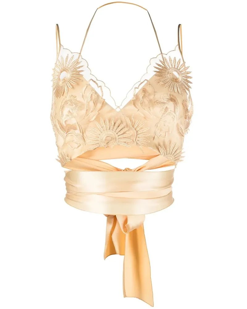 Alberta Ferretti Besticktes Seidentop - Nude Nude