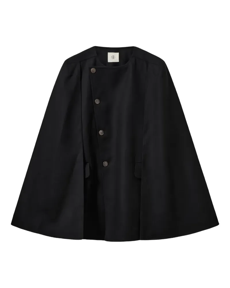The Garment Balli asymmetric-fastening cape - Schwarz Schwarz