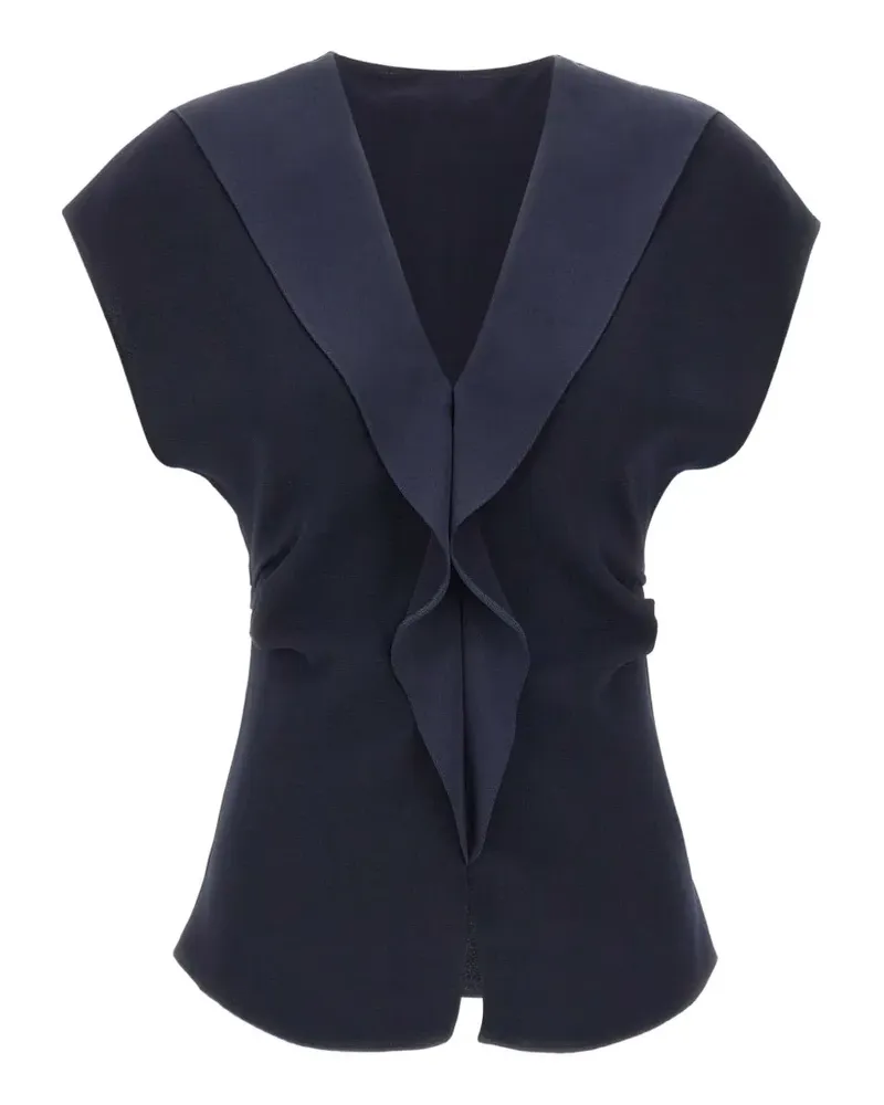 NISSA ruffled-detail V-neck blouse - Blau Blau