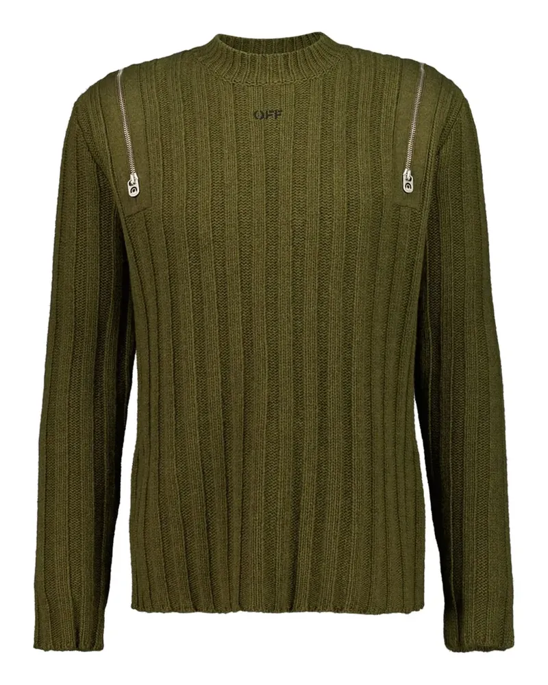 OFF-WHITE ribbed zip-detail jumper - Grün Grün