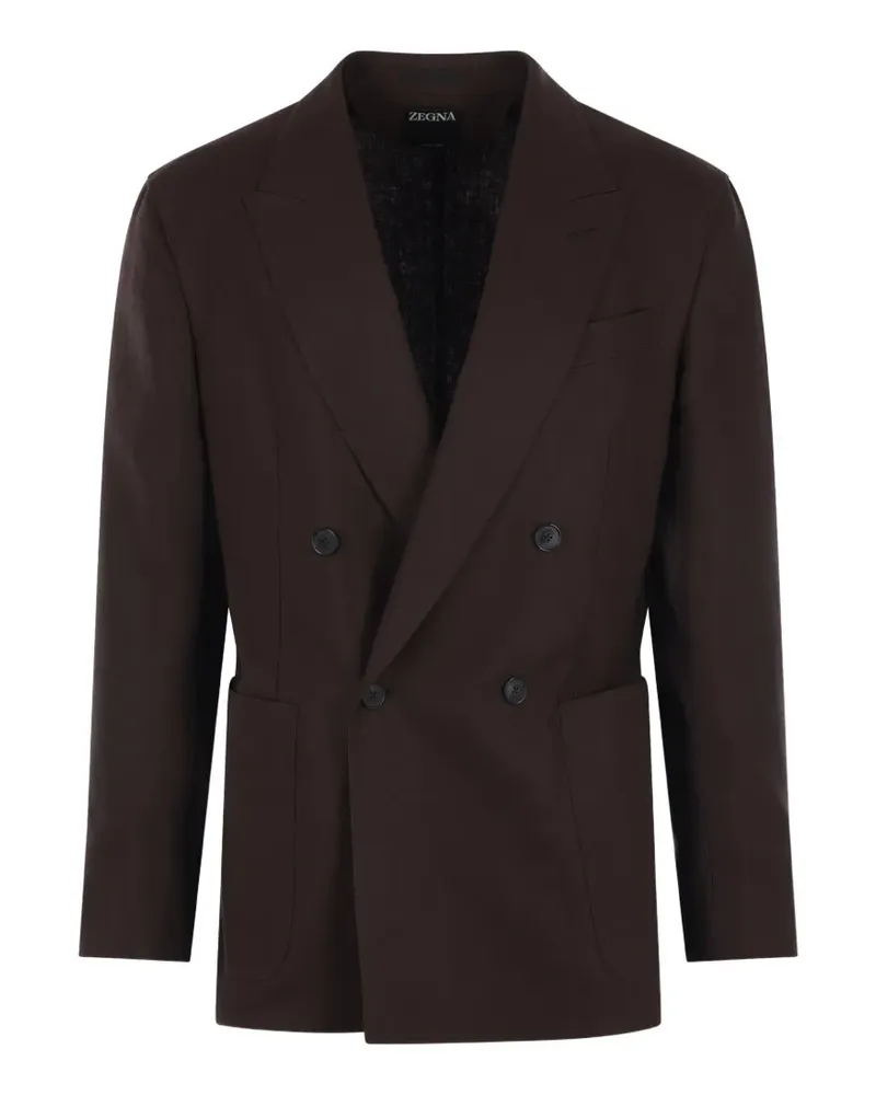 Ermenegildo Zegna double-breasted peak-lapel blazer - Braun Braun
