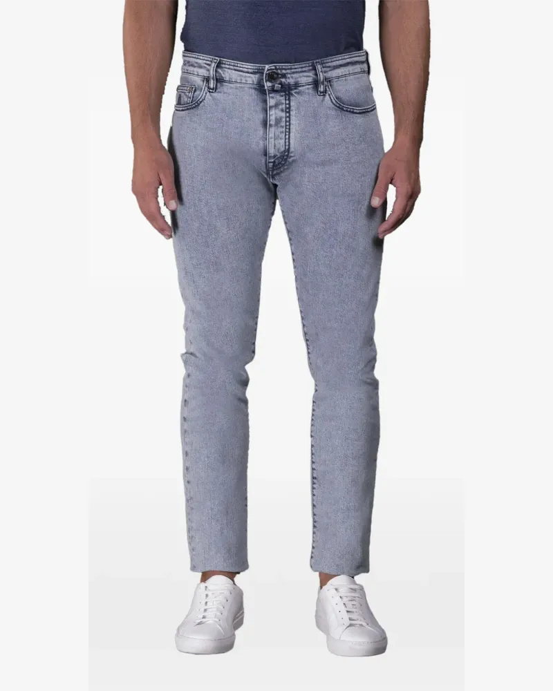 MOORER Slim-Fit-Jeans mit Marmor-Finish - Blau Blau