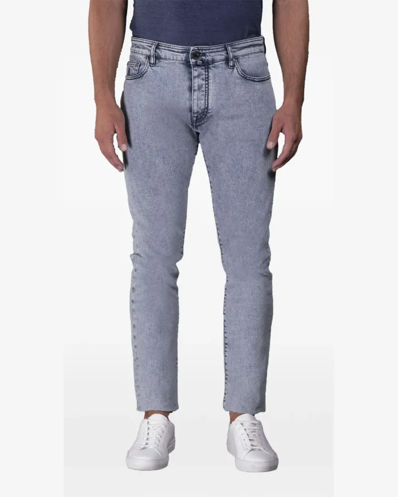 MOORER Slim-Fit-Jeans mit Marmor-Finish - Blau Blau