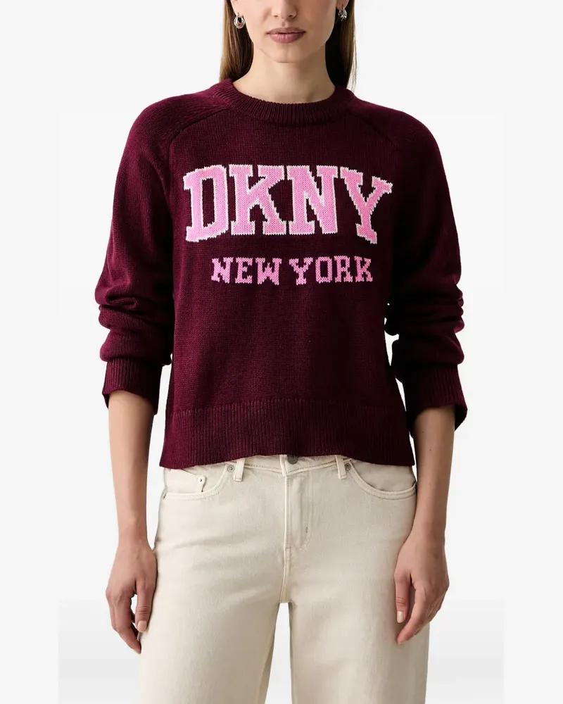 DKNY Bell Intarsien-Pullover mit Raglanärmeln - Rot Rot