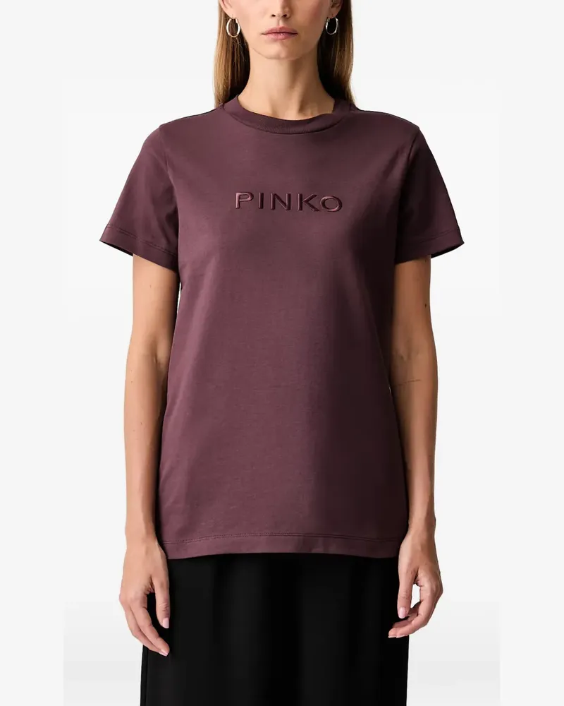 Pinko T-Shirt mit Logo-Stickerei - Rot Rot