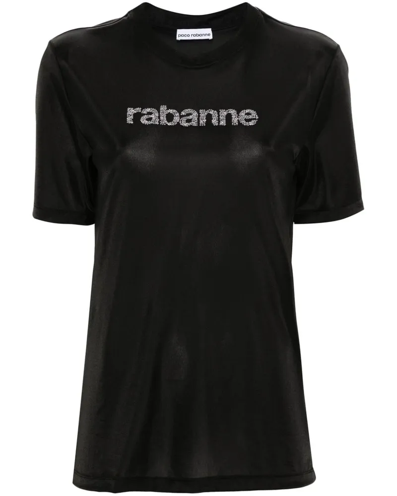 Paco Rabanne T-Shirt mit Logo-Verzierung - Schwarz Schwarz