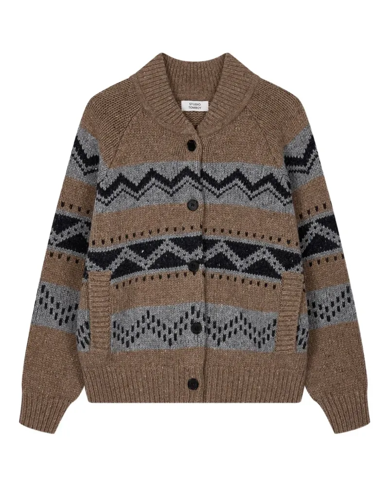 STUDIO TOMBOY fair isle cardigan - Braun Braun