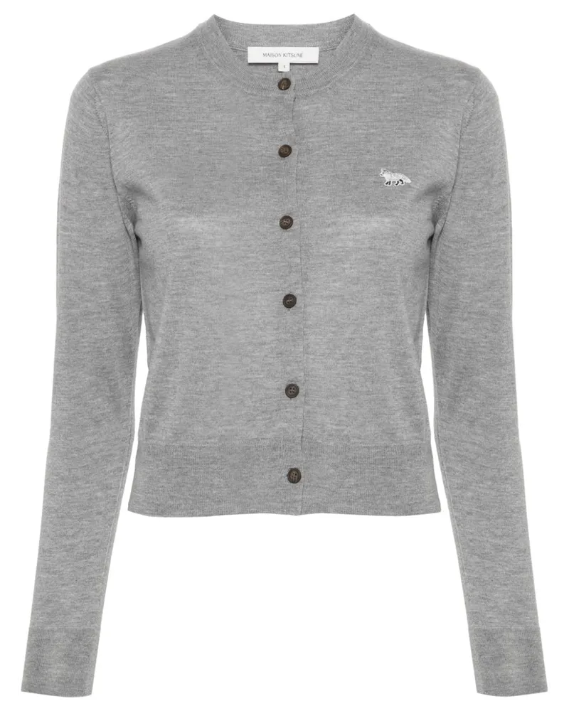 Kitsuné Cardigan mit Logo-Stickerei - Grau Grau