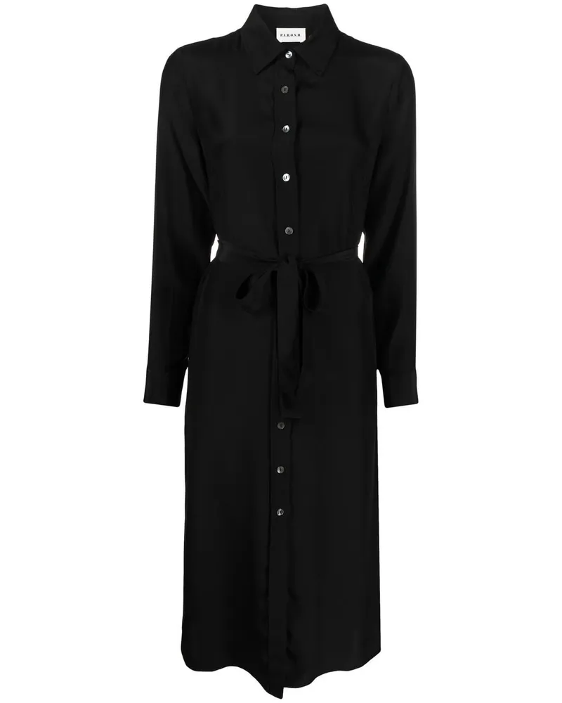 P.A.R.O.S.H. P.A.R.O H. Hemdkleid aus Seide mit Gürtel - Schwarz Schwarz