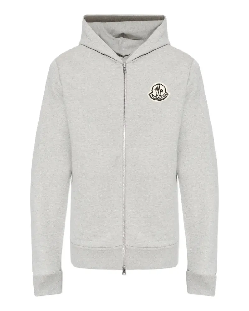 Moncler logo-patch zip-up hoodie - Grau Grau