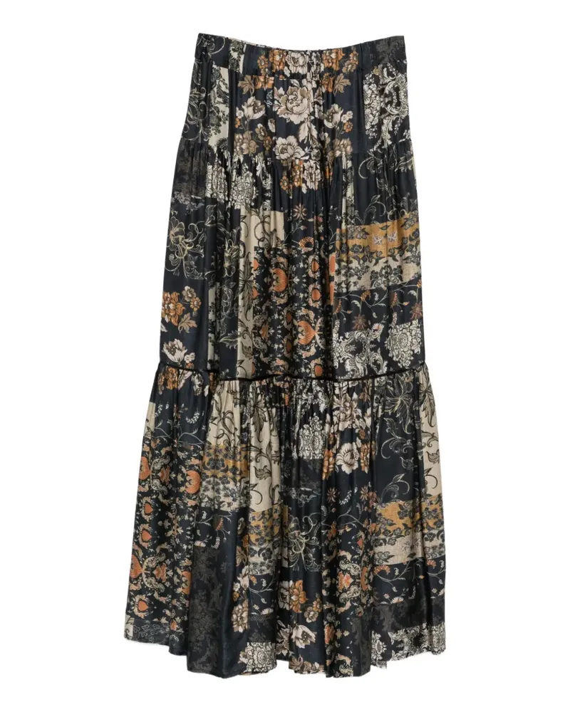 Liu Jo Gestufter Midirock im Patchwork-Look - Schwarz Schwarz