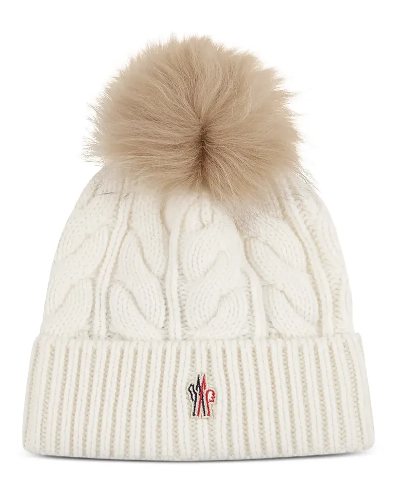 Moncler Bommelmütze mit Logo-Patch - Weiß Weiß