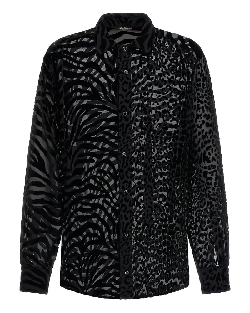 Roberto Cavalli Hemd mit Devoré-Effekt - Schwarz Schwarz