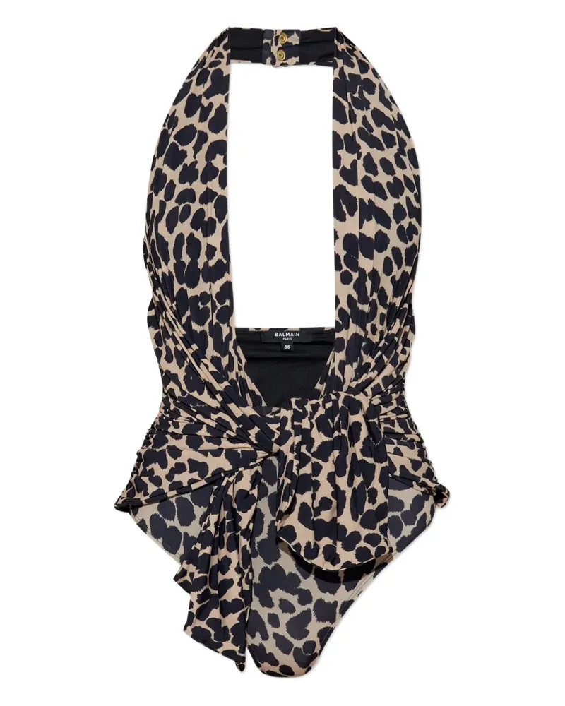 Balmain Badeanzug mit Leoparden-Print - Schwarz Schwarz