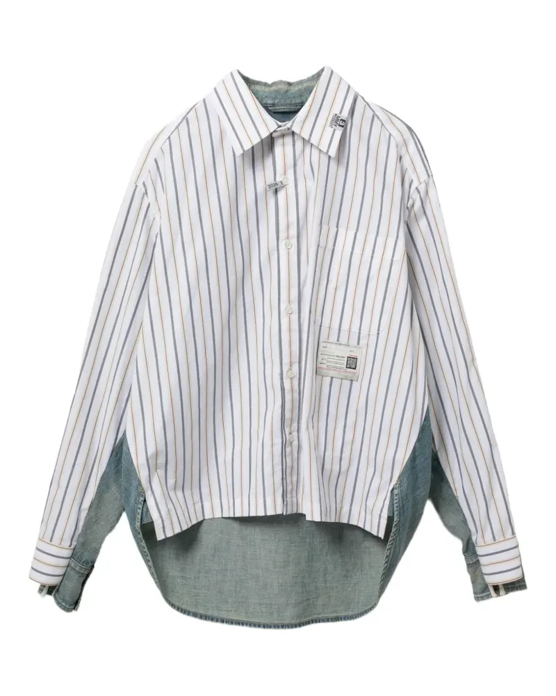 MIHARAYASUHIRO Gestreiftes Hemd mit Kontrasteinsätzen - Weiß Weiß